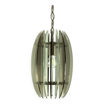 Mid-Century Italian fume and clear thick glass chandelier by Veca. Italy 1960s