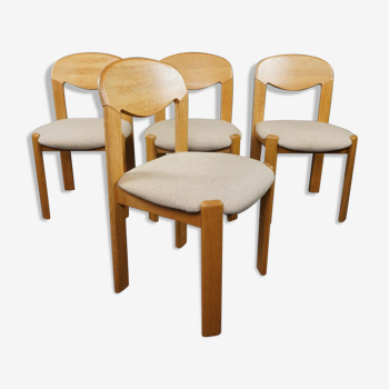 Ensemble vintage de 4 chaises de salle à manger en chêne massif