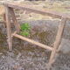 Rustic tray table with 2 trestles and 2 benches