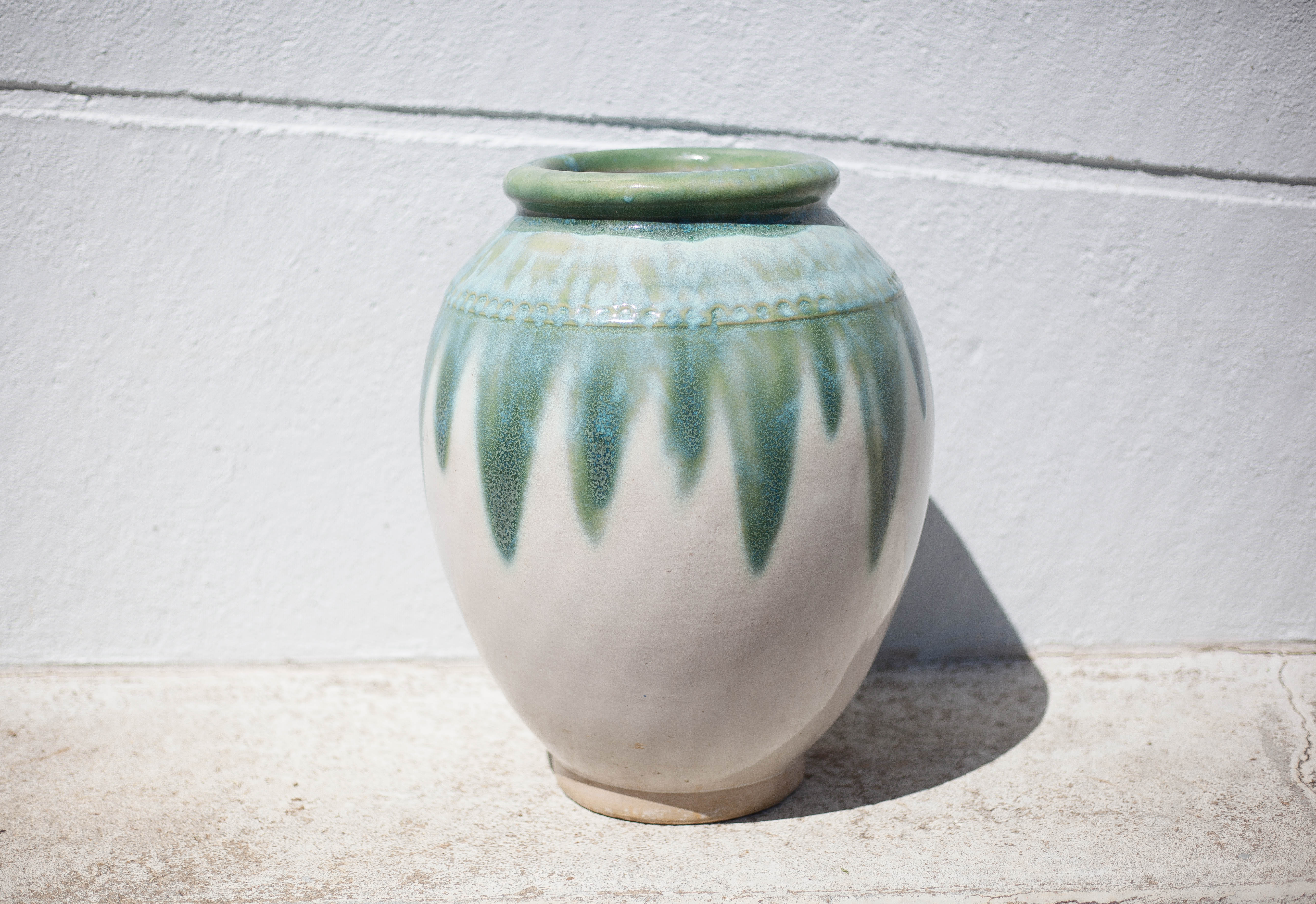 Ceramic pot, jar, glazed planter, vintage pot cover, decoration