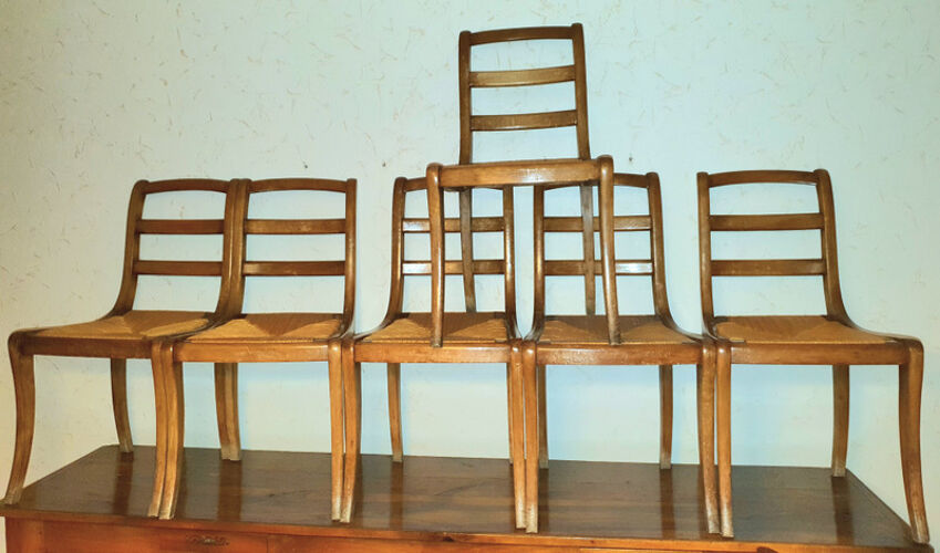 6 chaises anciennes paillées