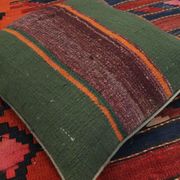 Handmade green purple wool cushion cover traditional kilim scatter pillow- 40x40cm