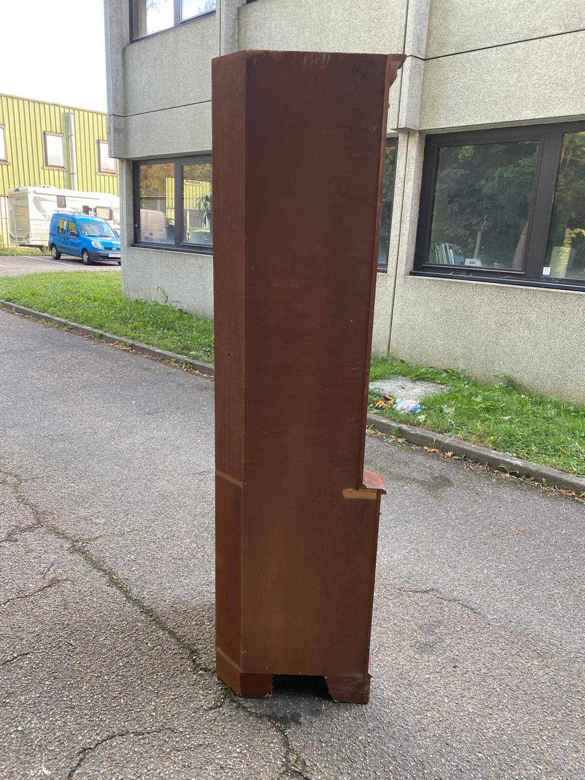 English Victorian wooden corner display cabinet