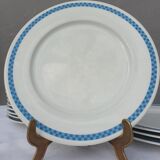 Set 12 plates checkered earthenware blue Lustucru diam25