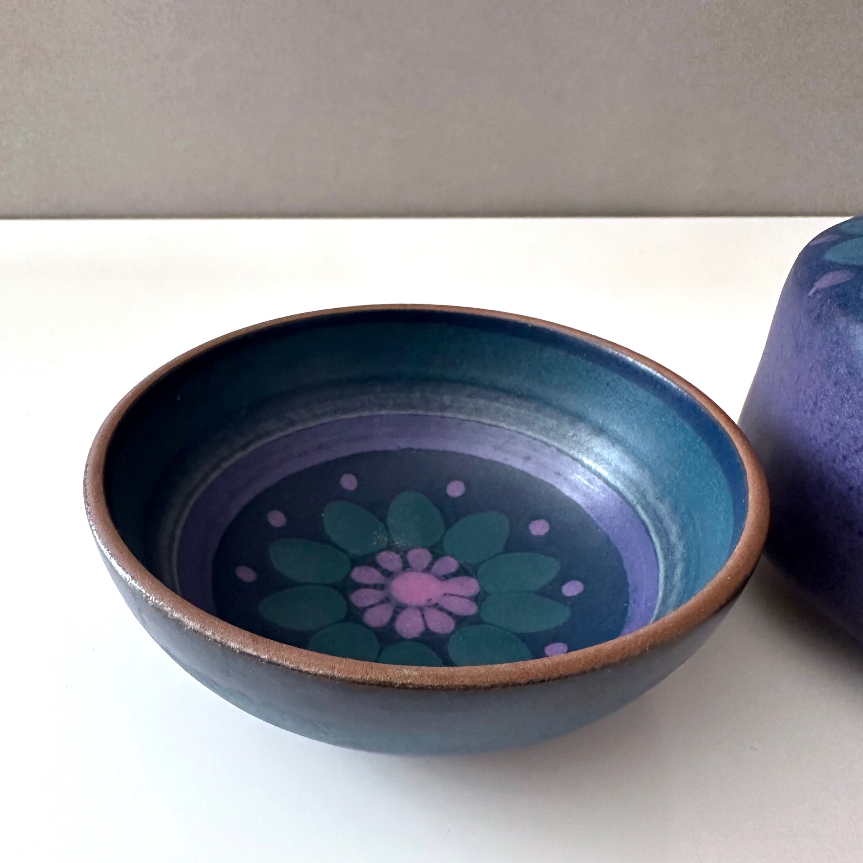 Ceramic bowl and vase Kupfermühle Germany KMK Viola 80s