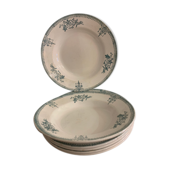 6 hollow plates Saint Amand art deco