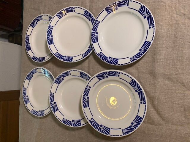 6 flat plates model Dombasles Sarreguemines France Art Deco