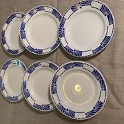 6 assiettes plates modèle dombasles sarreguemines france art déco