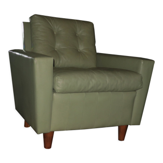 Mid century pistachio-coloured leather lounge chair 1950-60