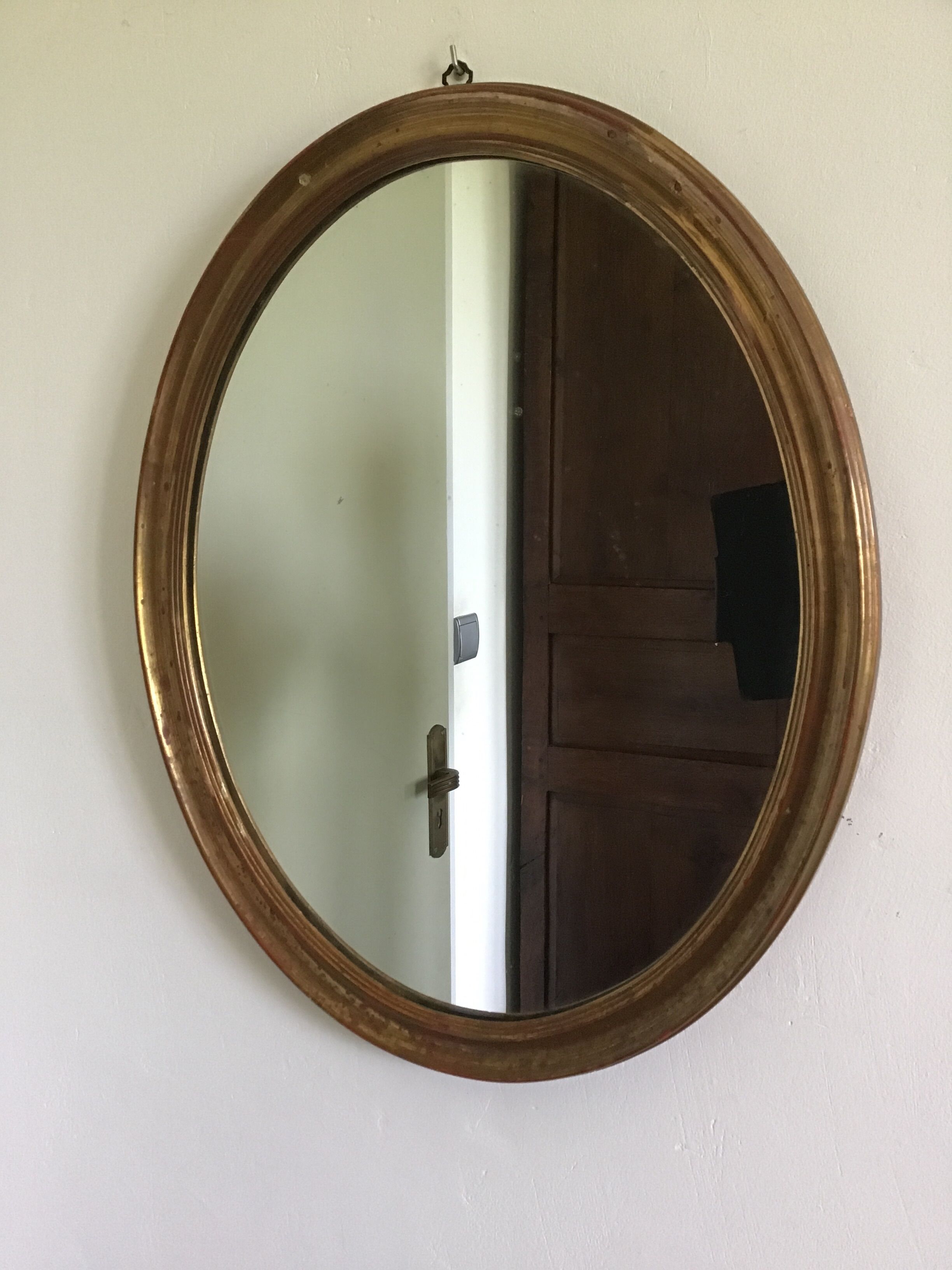 Golden oval mirror  46x56cm