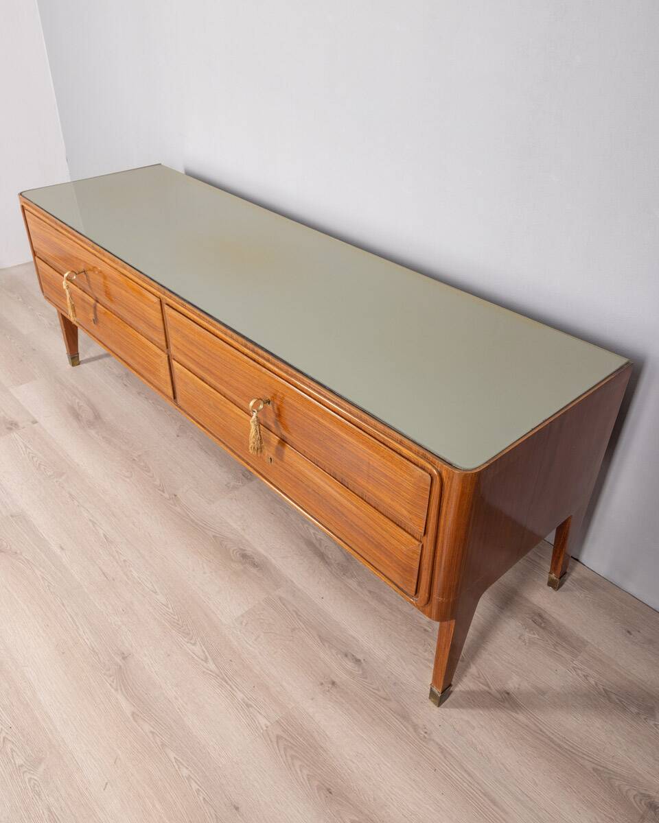 50s vintage sideboard sideboard in wood, brass and glass italian design