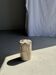 Small white petrified wood side table with black inlay H28 D18 -