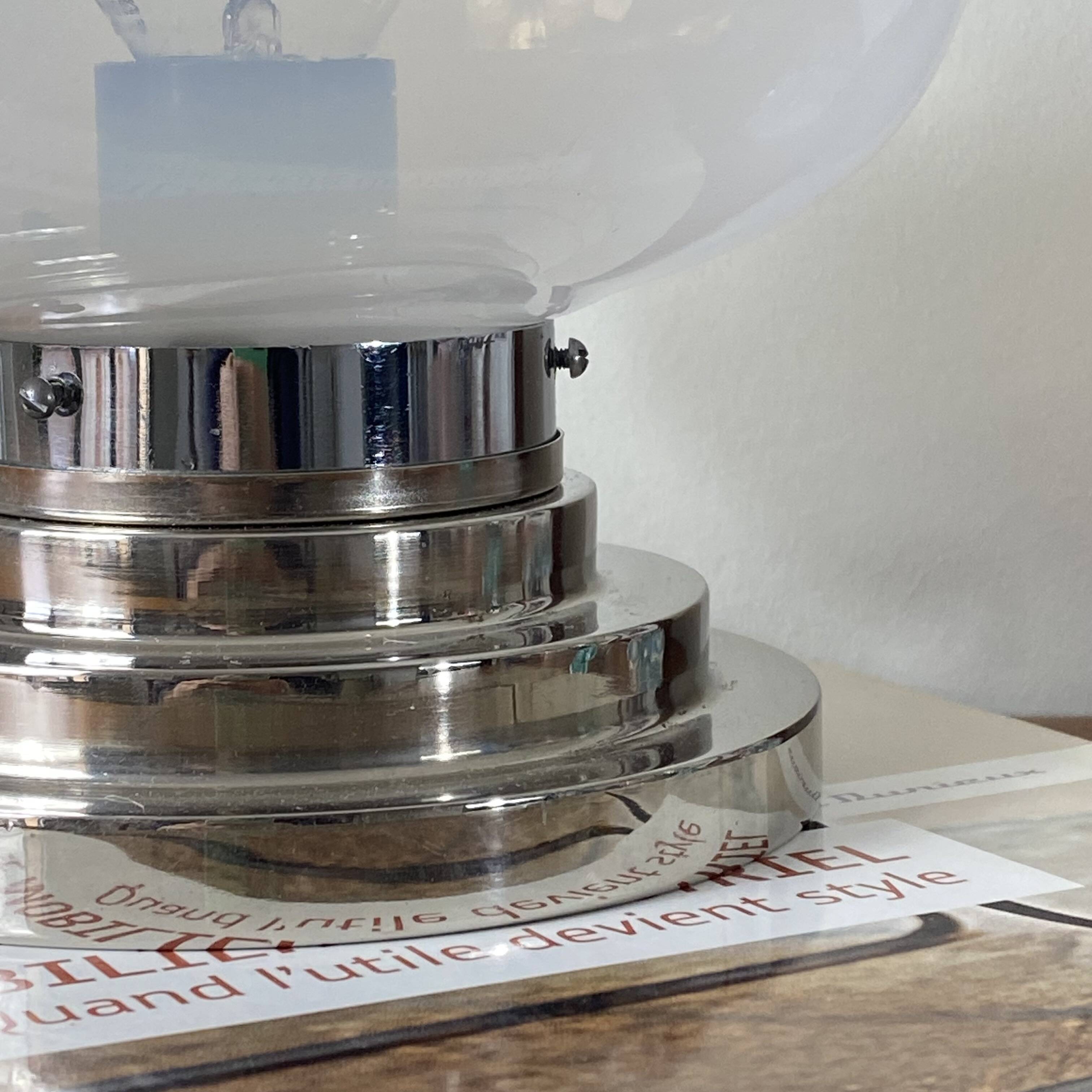 Lampe vintage verre Murano Mazzega et métal chromé