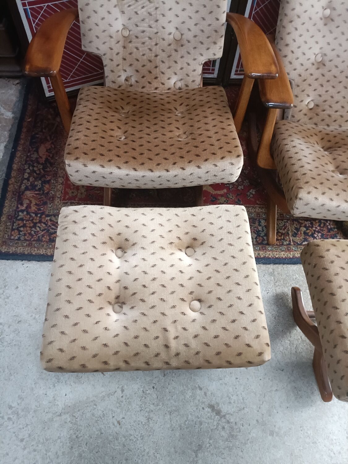 Pair of armchairs with ottomans, Polyconfort from Poly X, France