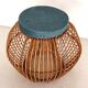 Bamboo Stool with new cushion, 1960s