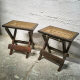 Pair of canned folding stools