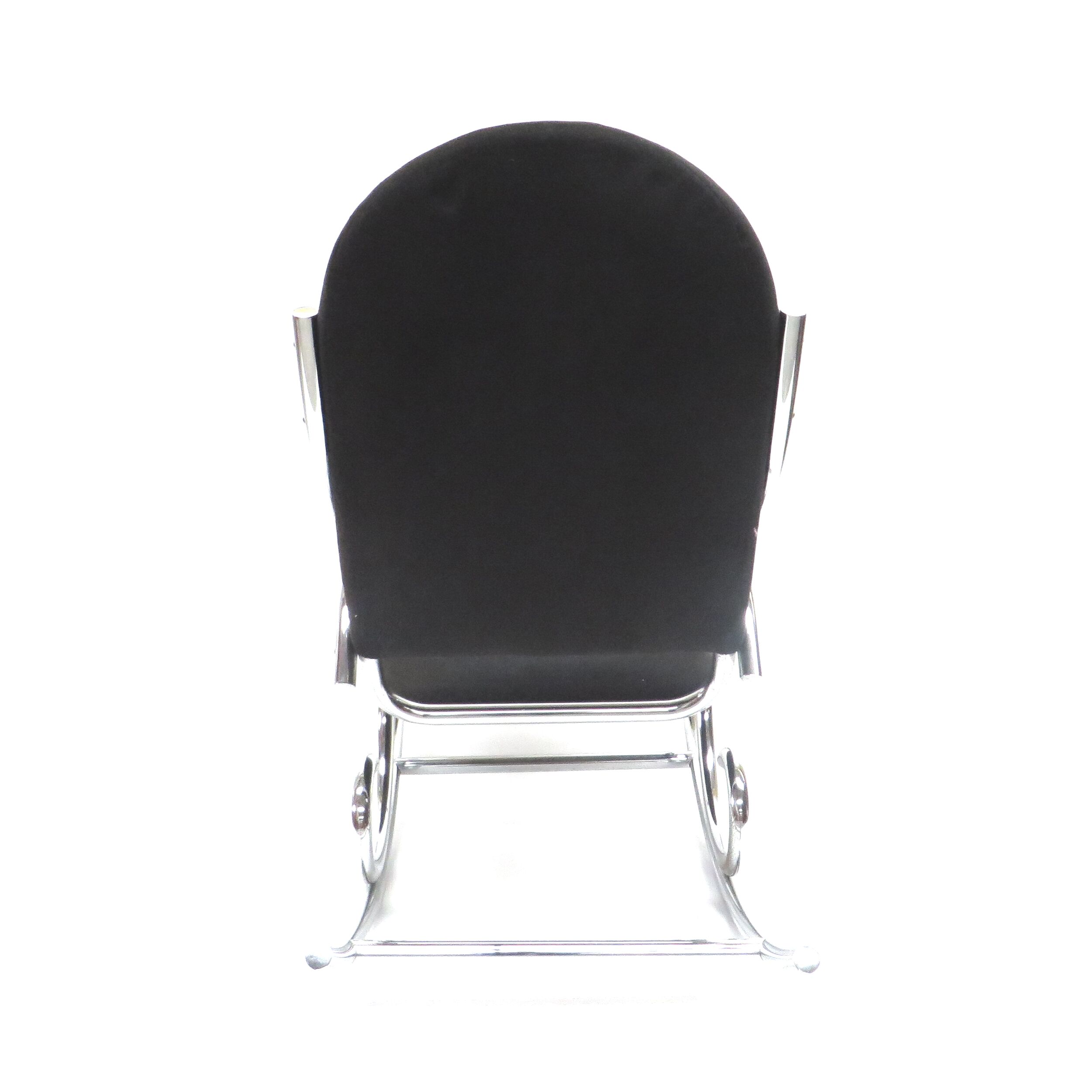 Mid century rocking chair with solid chrome frame and fabric seat from the 70s