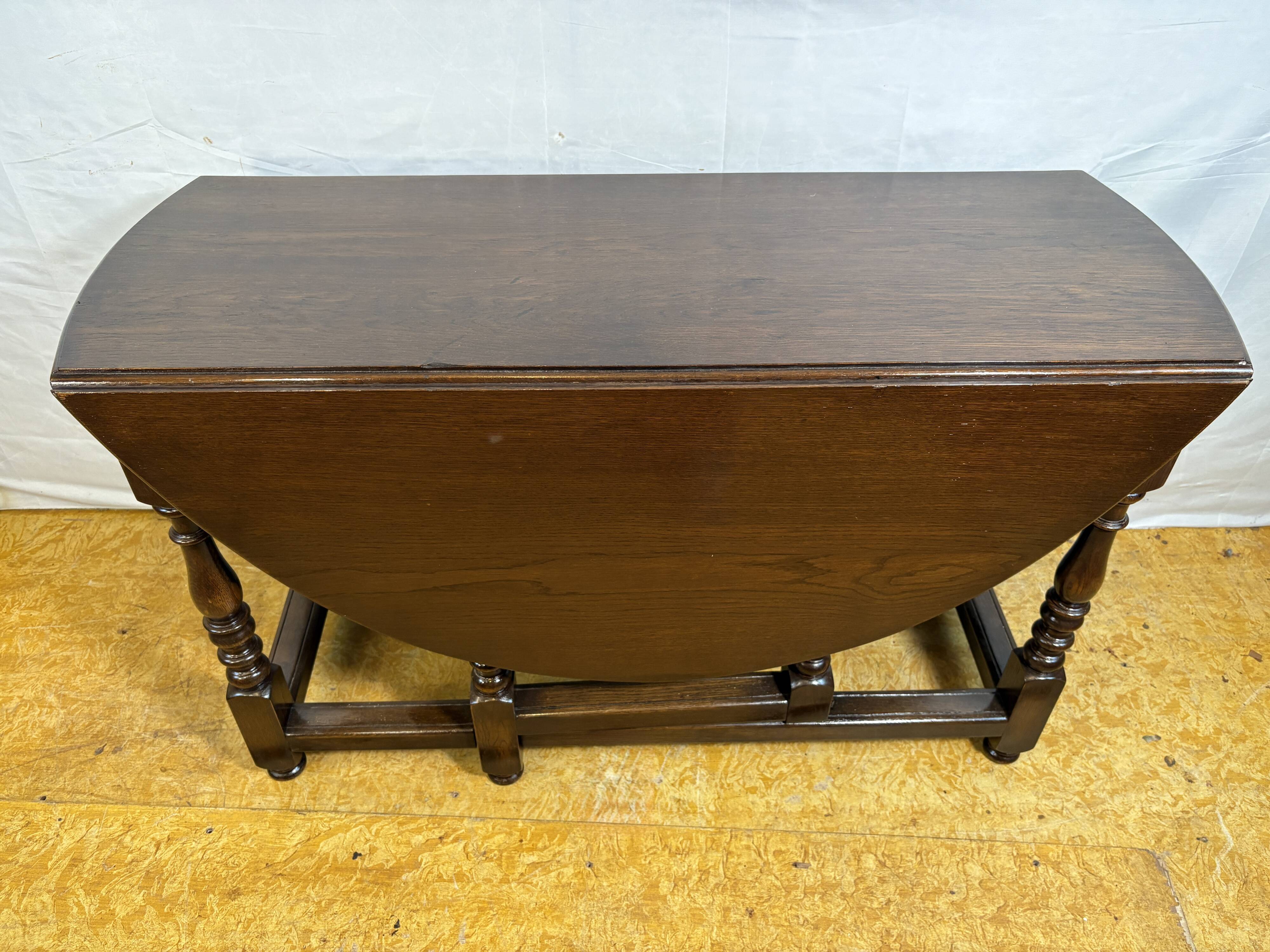 Jacobean Revival Solid Oak Gate Leg Drop Leaf Table 1900 English Antique