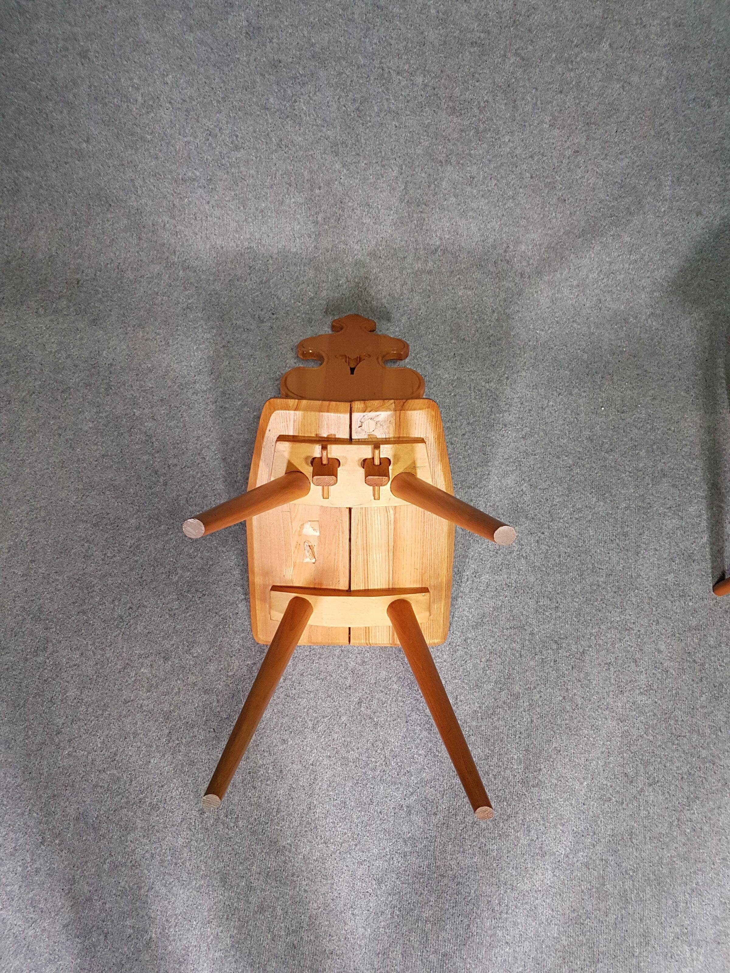 Vintage mid-century brutalist style design Tiroler chair set of 4