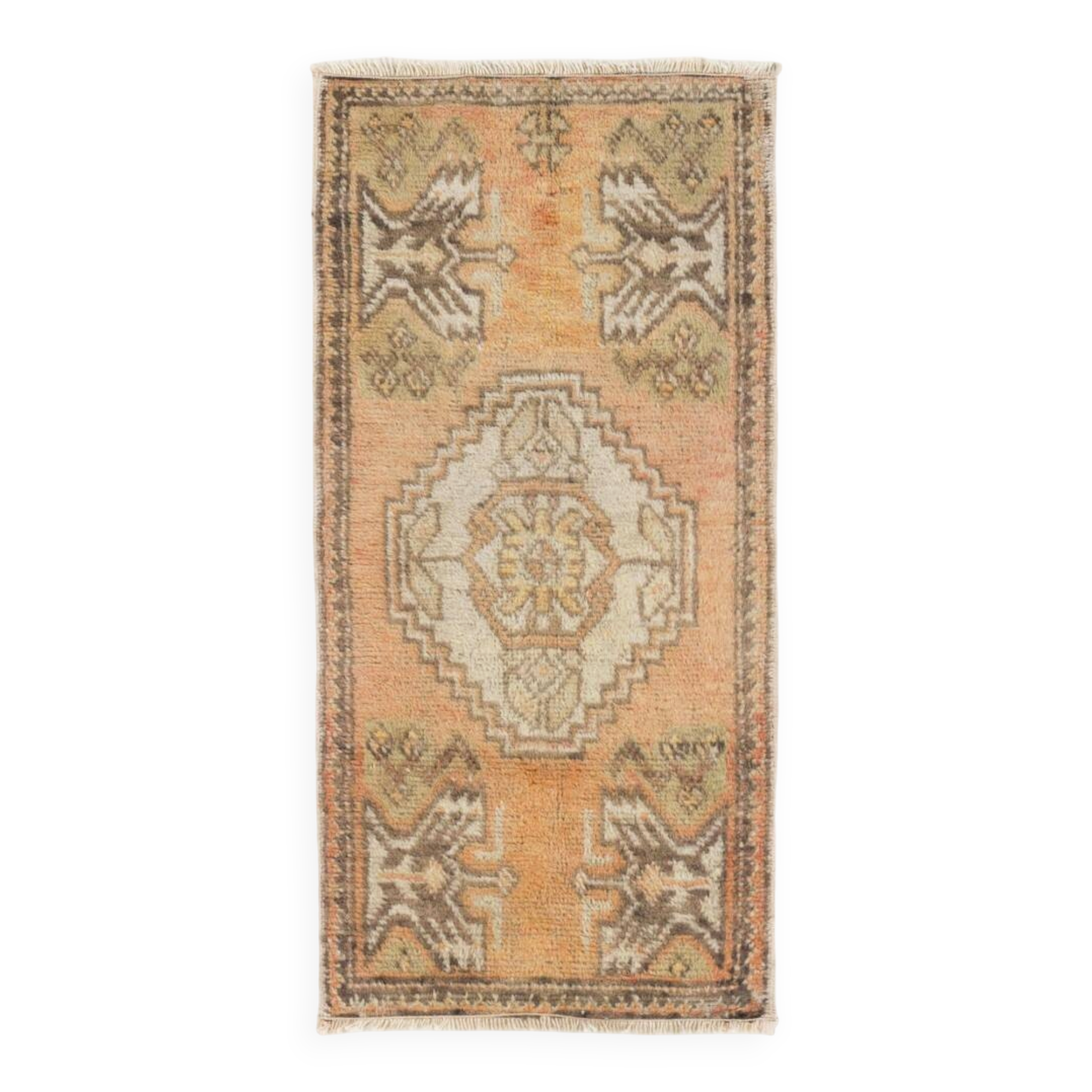Hand-knotted Small Rug. Vintage Doormat. Turkish Seat Cover. Entryway Rug. Kitchen Mat. Bath Mat