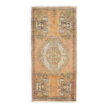 Hand-knotted Small Rug. Vintage Doormat. Turkish Seat Cover. Entryway Rug. Kitchen Mat. Bath Mat