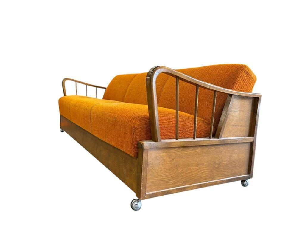 Vintage orange wooden sofa