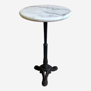 Marble and cast iron pedestal table