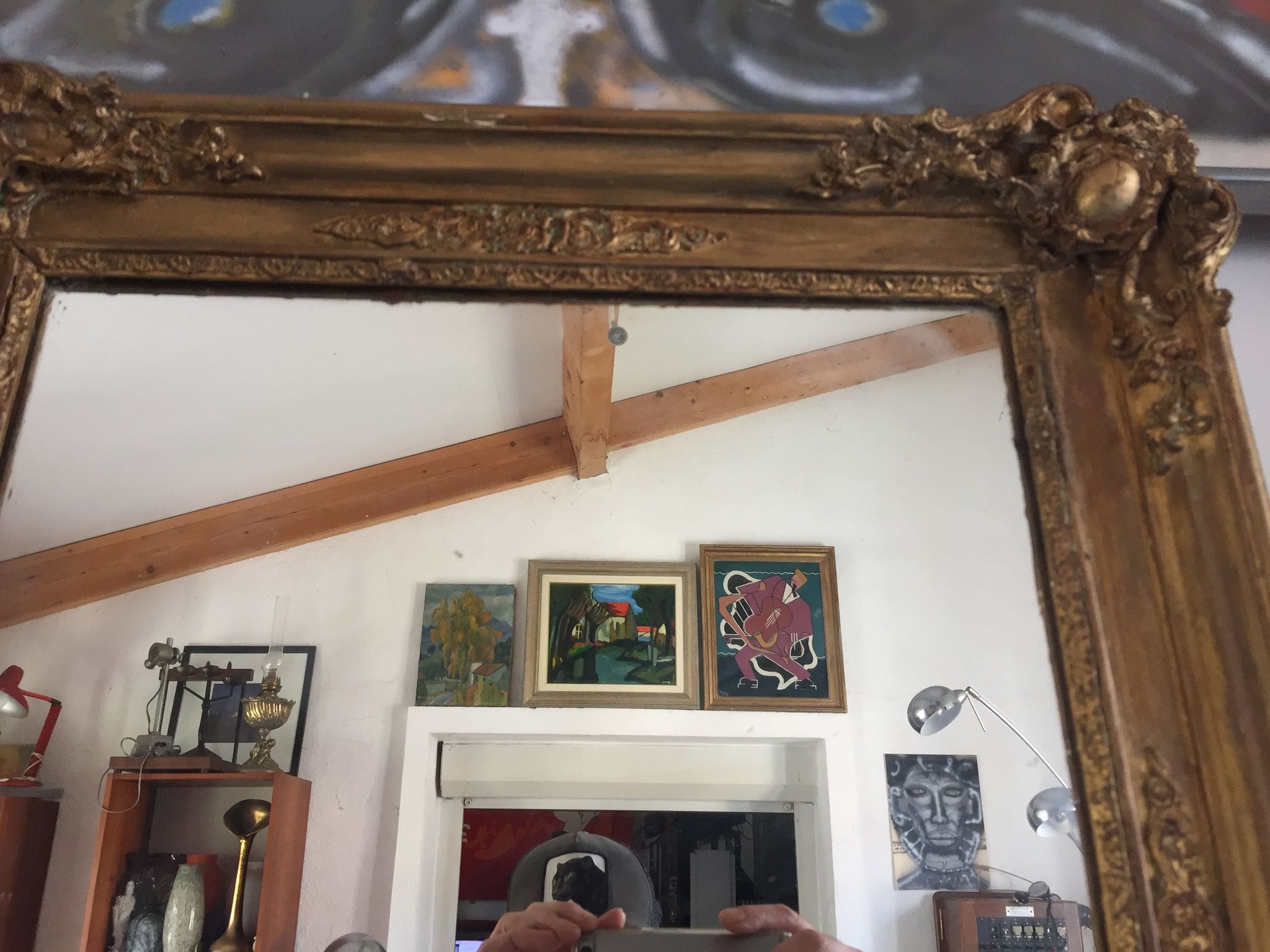 Mirror Restoration gilded gold&Ice Mercury/Moulding in medallions/Wood&Stuc/XIXth