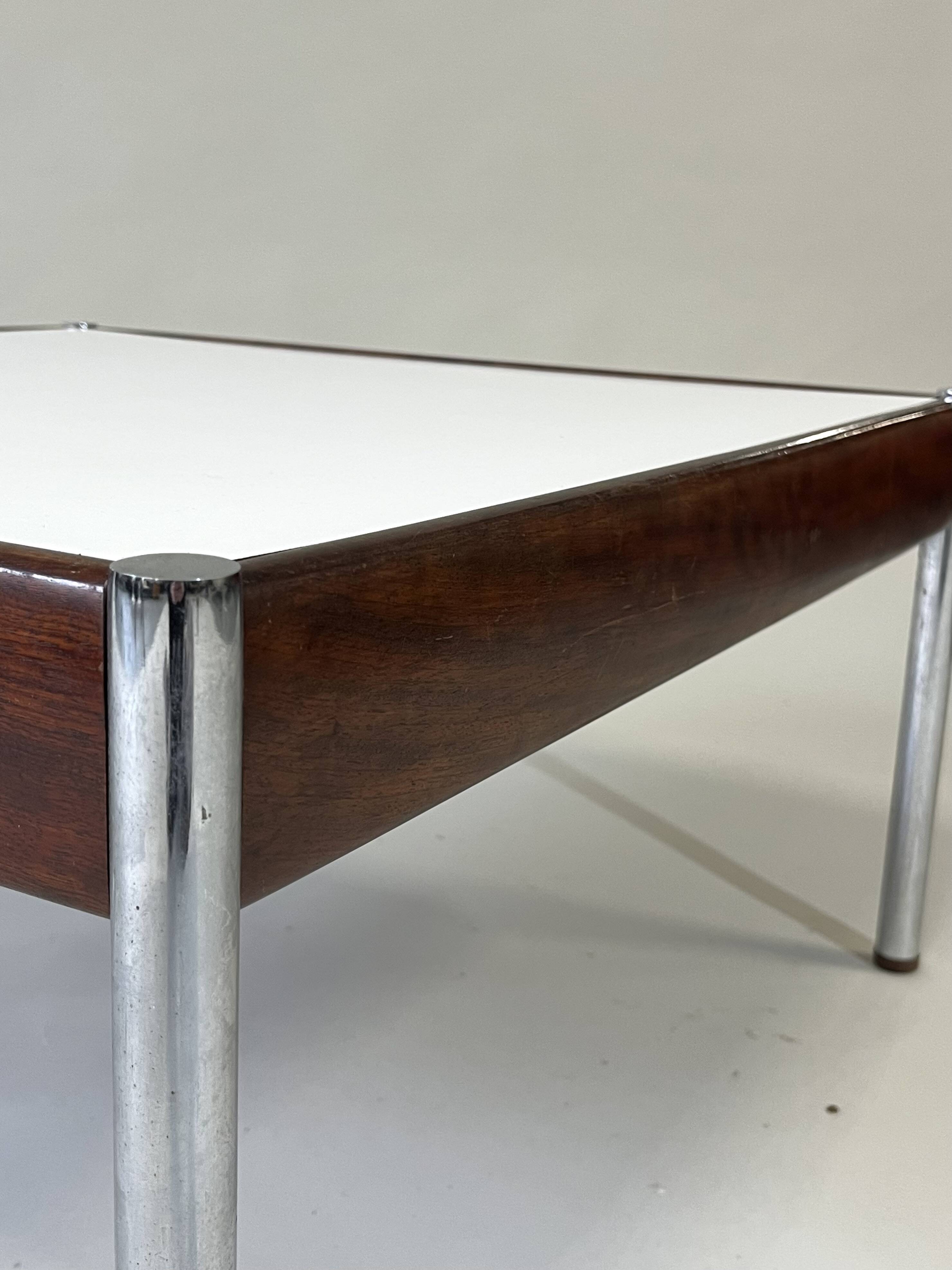 Scandinavian Coffee Table in Teak, Chrome and White Laminate, 1960s