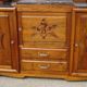 Large buffet with 2 bodies in walnut and marble