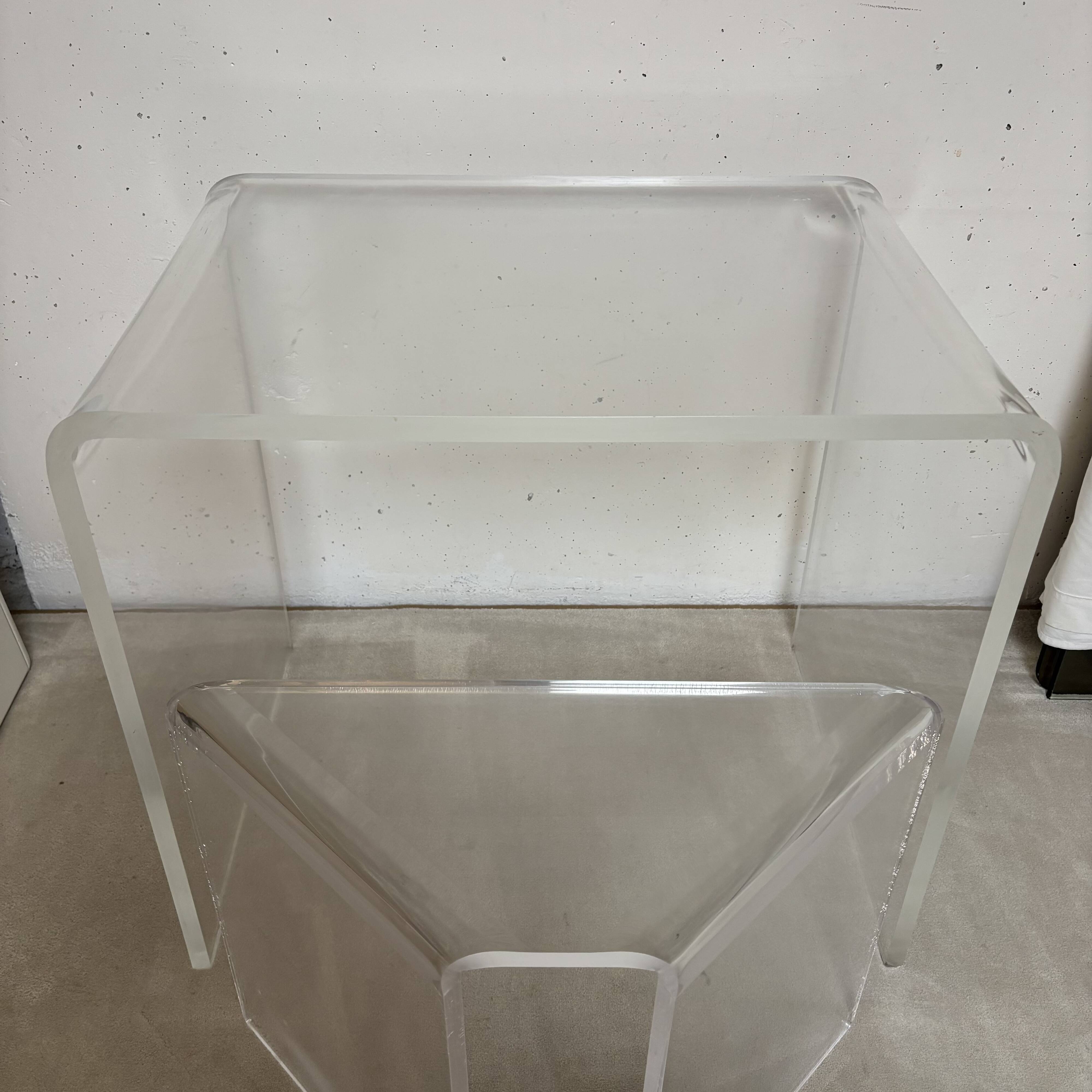 Plexiglass desk, dressing table and stool, 1970