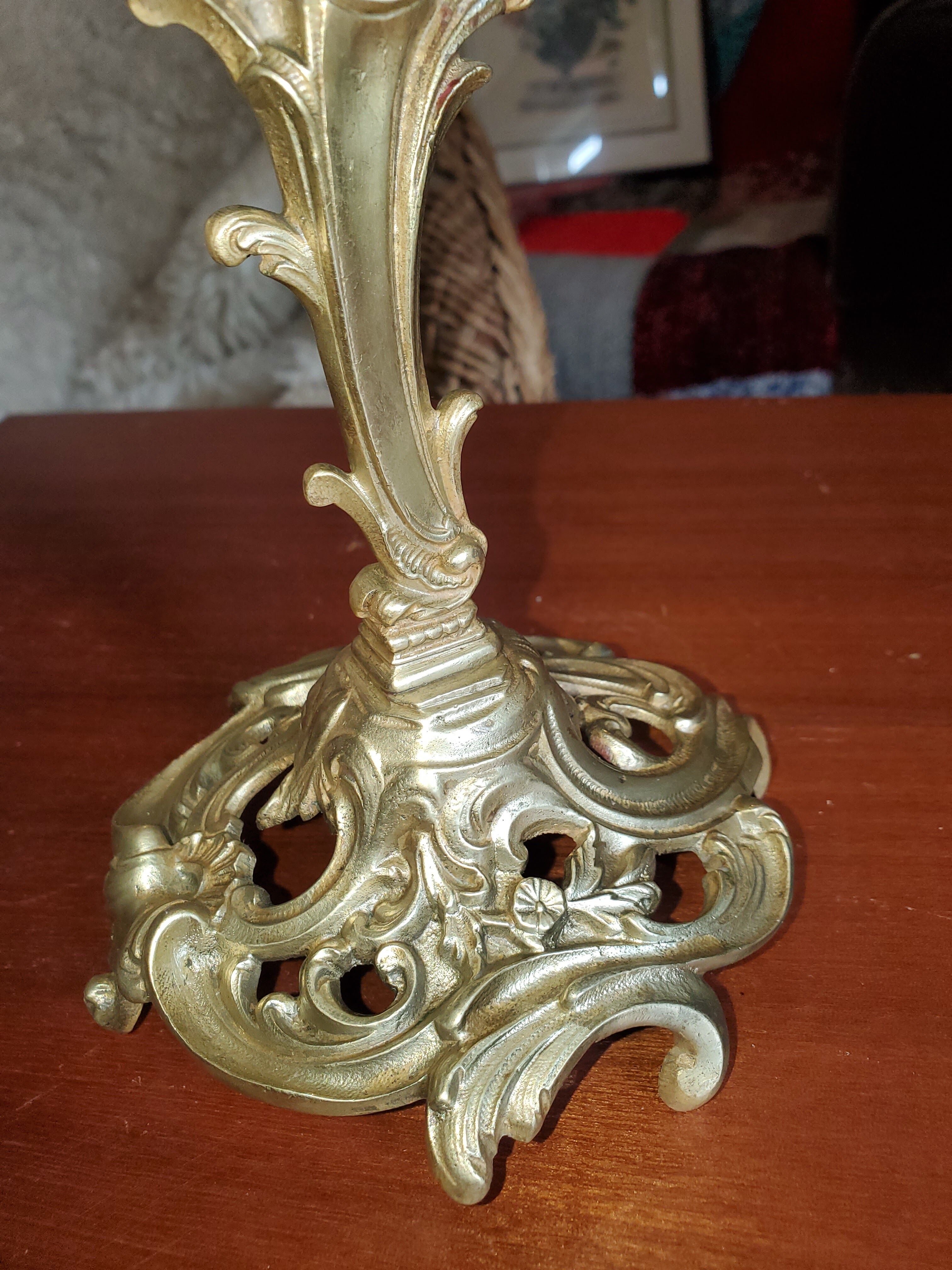 Gold bronze candle holder