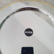 Alessi Ettore Sottsass / Serving plate in stainless steel 18/10 and gold NG5100