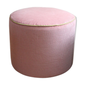 Pouf vintage restauré en velours côtelé