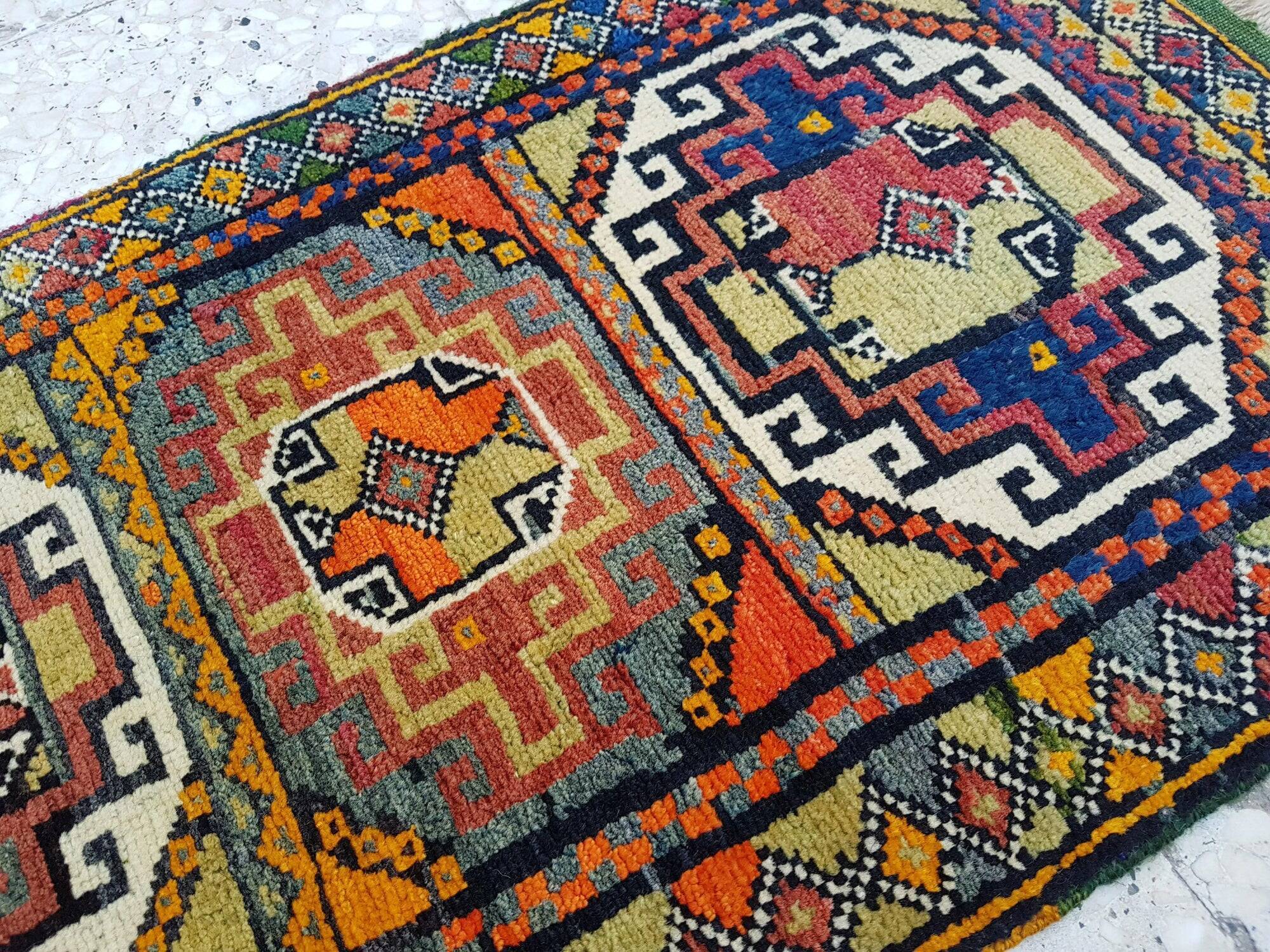 Vintage Turkish handmade rug 56x100 cm