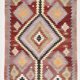5x10 Dark Red Green Tribal Vintage Kilim Rug