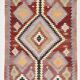5x10 Dark Red Green Tribal Vintage Kilim Rug