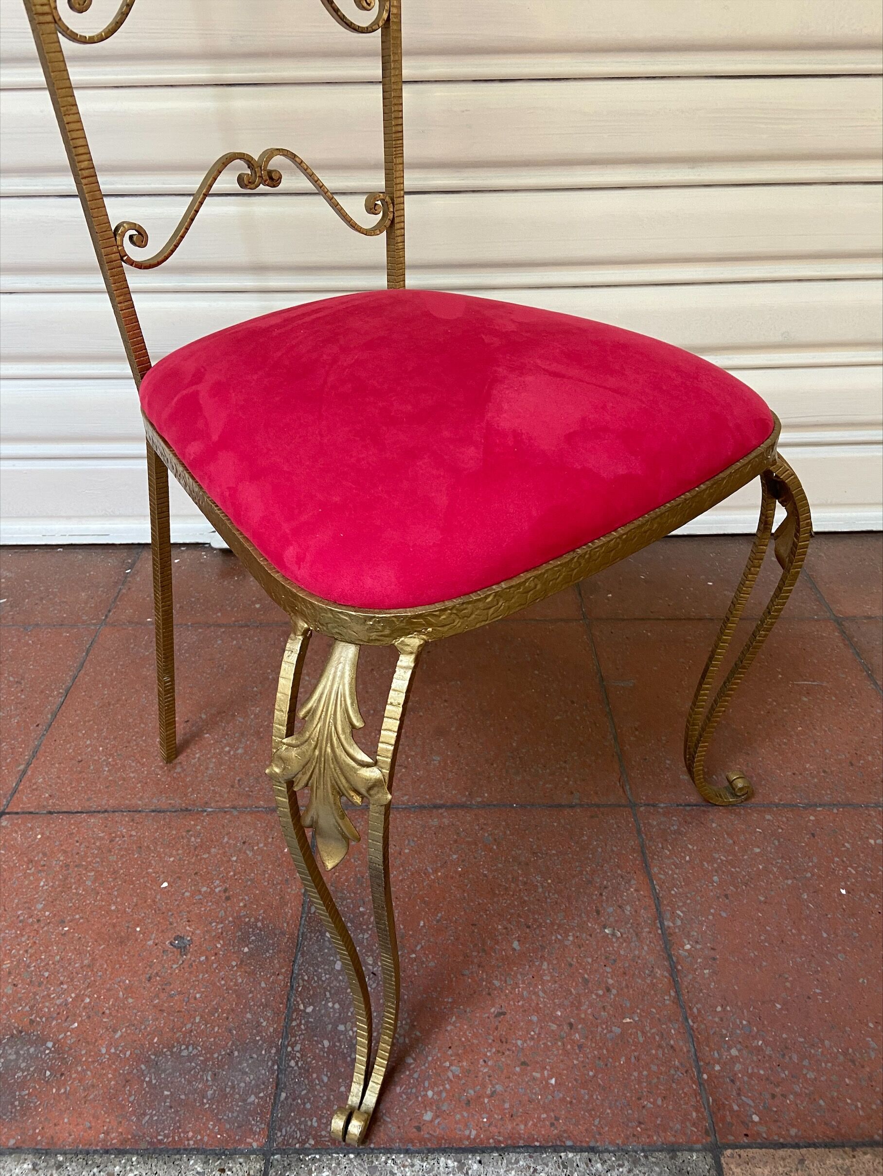 Golden wrought iron chair, Pierre Luigi Colli