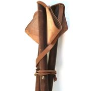Folding tripod stool in wood and leather, 1950s