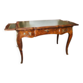 Louis XV flat desk marquetry and leather