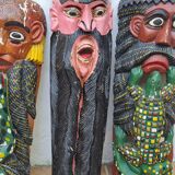 Set of three Mexican folk dance masks, 75 cm