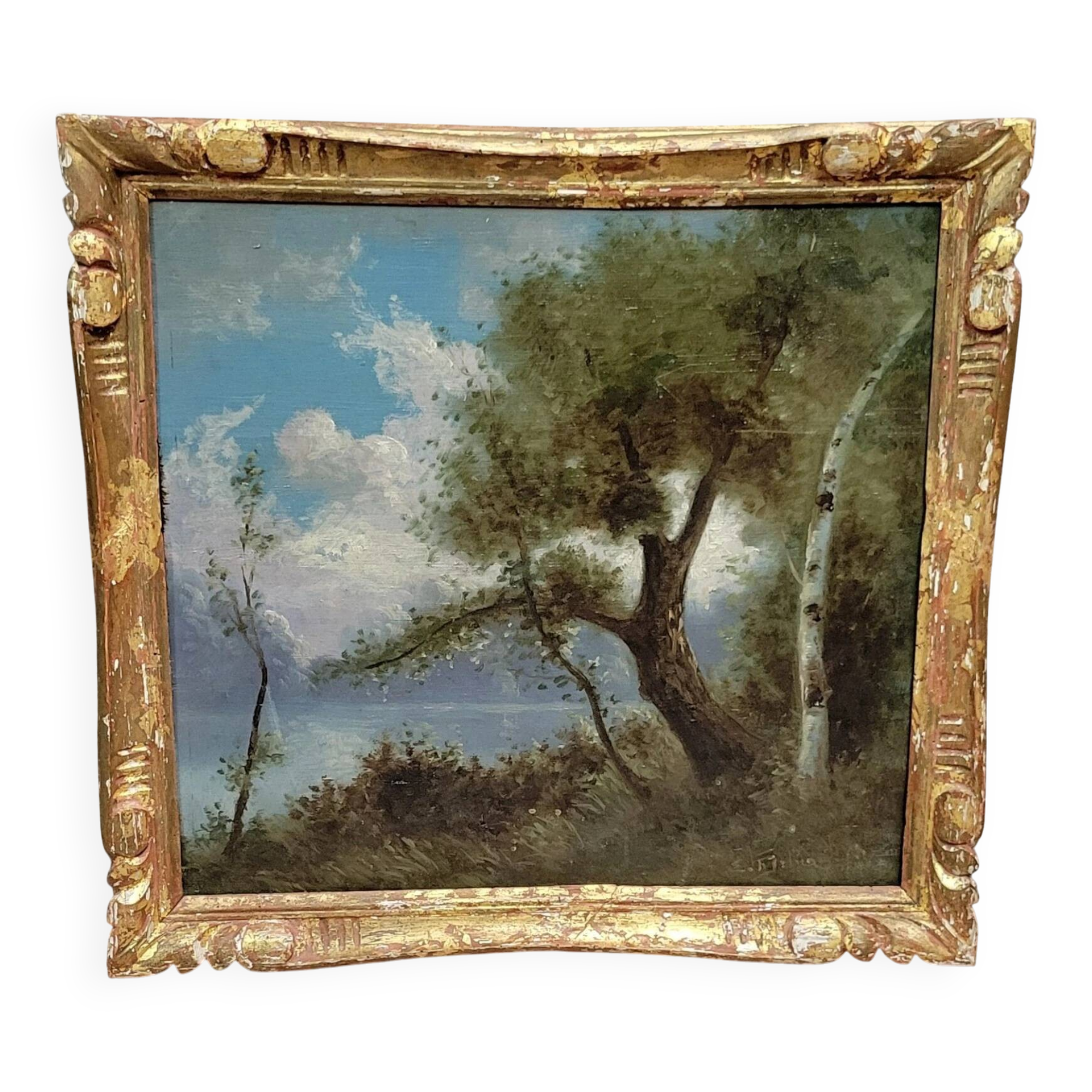 Da Silva after Corot: oil painting on panel landscape late 19th century