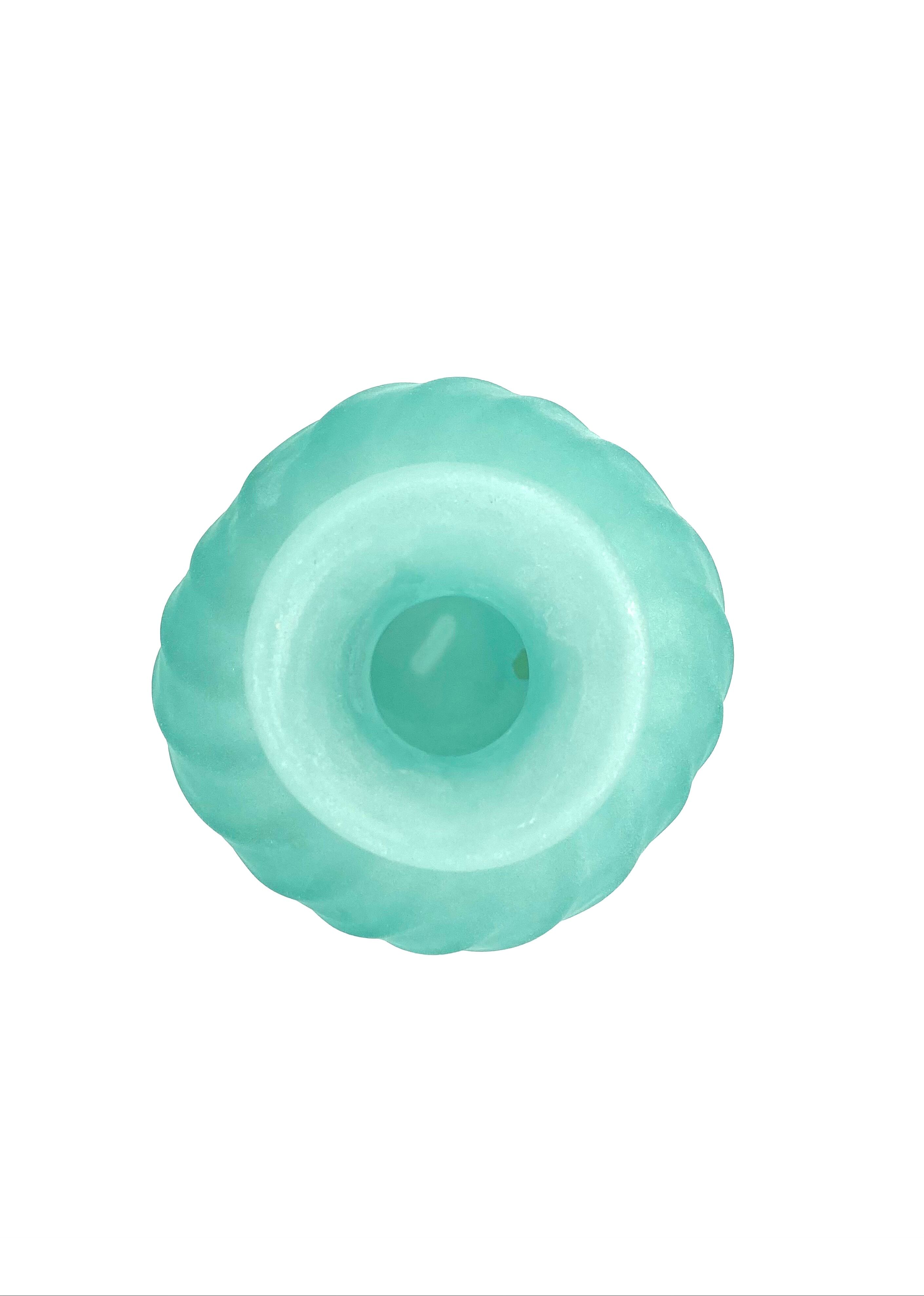 Gino Cenedese, Murano frosted glass aqua green vase, Cenedese, Murano Italy 1970s