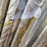 Grand éventail Art Déco grues et Amour en cage