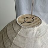 Suspension in rattan and natural japanese linen in the shape of a drop