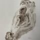 Painting signed sepia monochrome watercolor study of the statue “Rodin’s kiss”