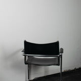 Black leather cantilever armchair 70s-80s