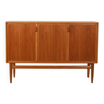 Scandinavian highboard sideboard, 1950s/60s, oak & teak, three doors