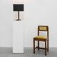 Brass table lamp with black rectangular shade by Deknudt, Belgium, 1970s