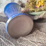 Vase diabolo artisanat Guibert à Lamoura en grès émaillé bleu cobalt